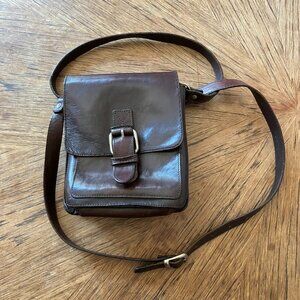 Vintage Aldo Small Crossbody Leather Bag - Dark Brown